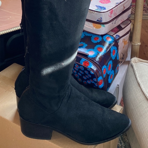 Steve Madden Gabbie Thigh High Over-Knee Boots Black Microsuede 8.5 - Picture 2 of 12